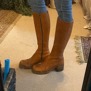 Vintage Genuine Leather High Rise Boots